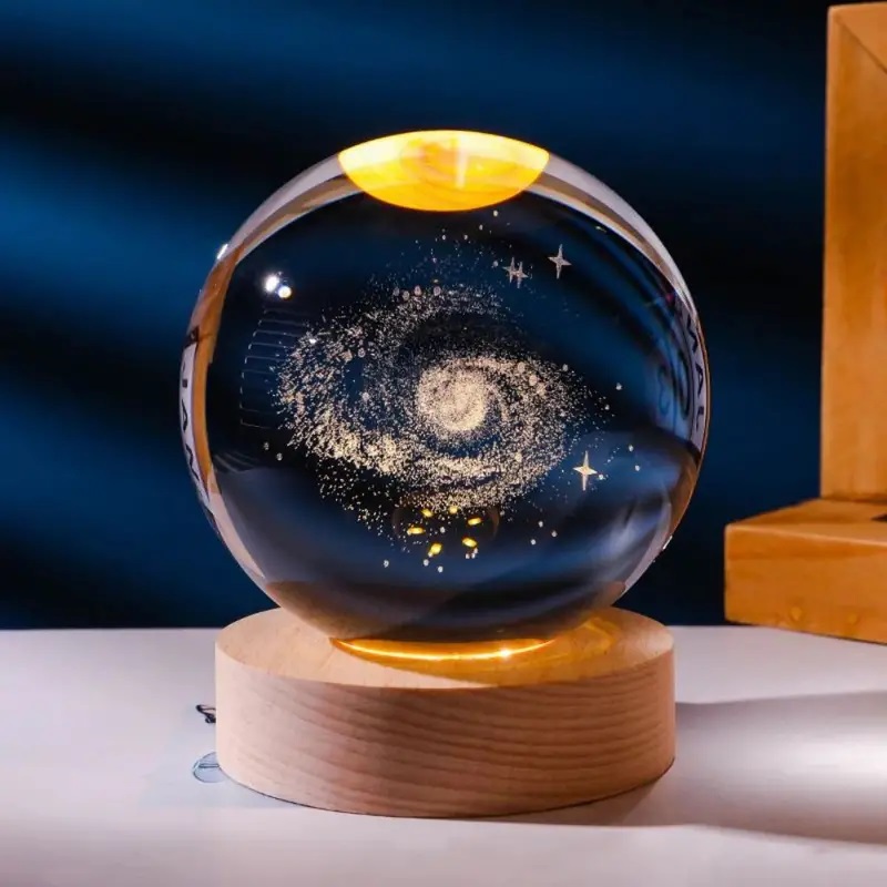 Lampara de noche bola esfera de cristal via lactea.