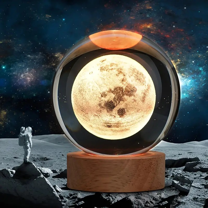Lampara de noche bola de cristal Luna.