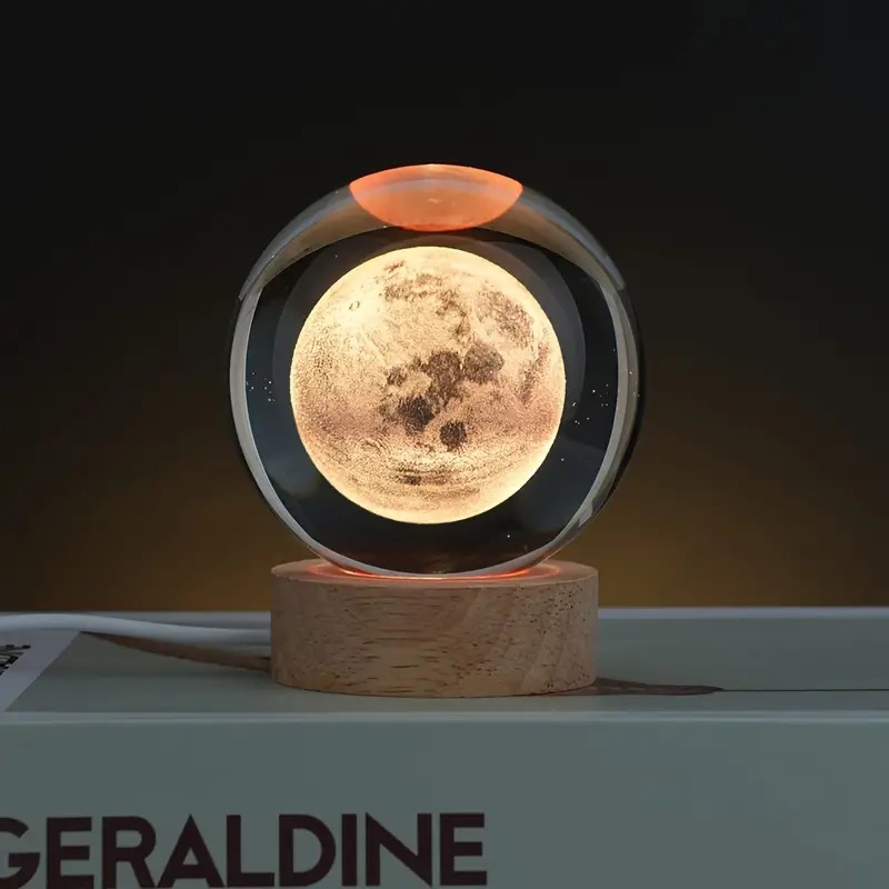 Lampara de noche bola de cristal Luna.