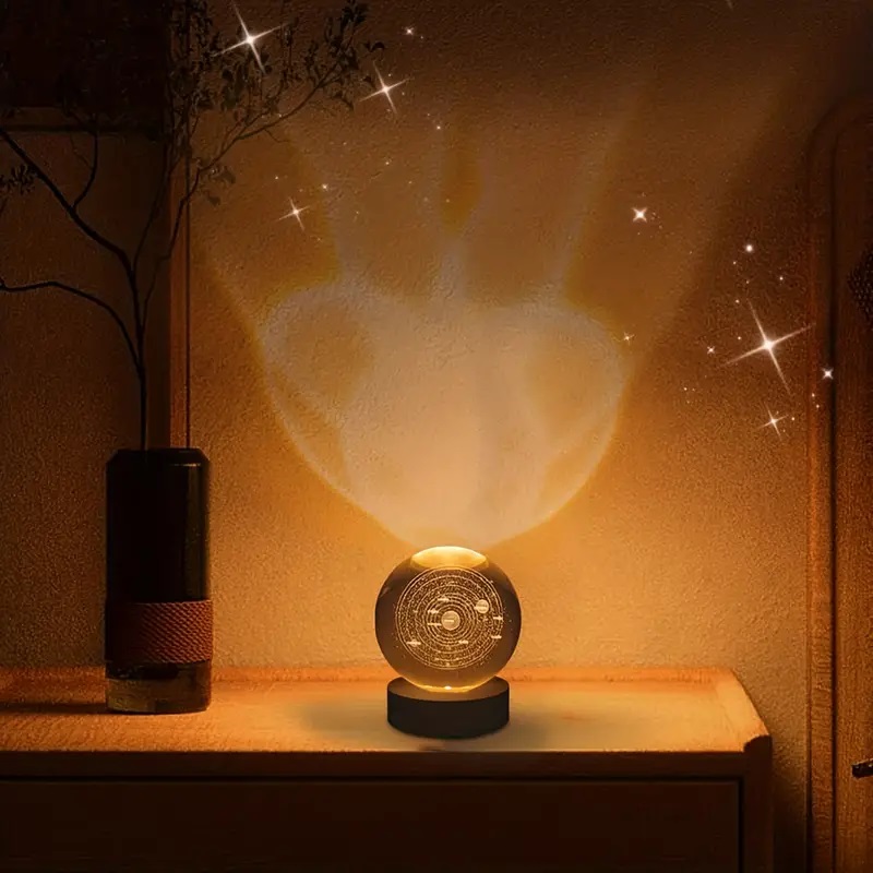 Lampara de noche bola de Cristal Sistema Solar.