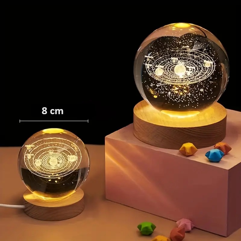 Lampara de noche bola de Cristal Sistema Solar.