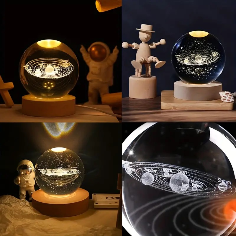 Lampara de noche bola de Cristal Sistema Solar.