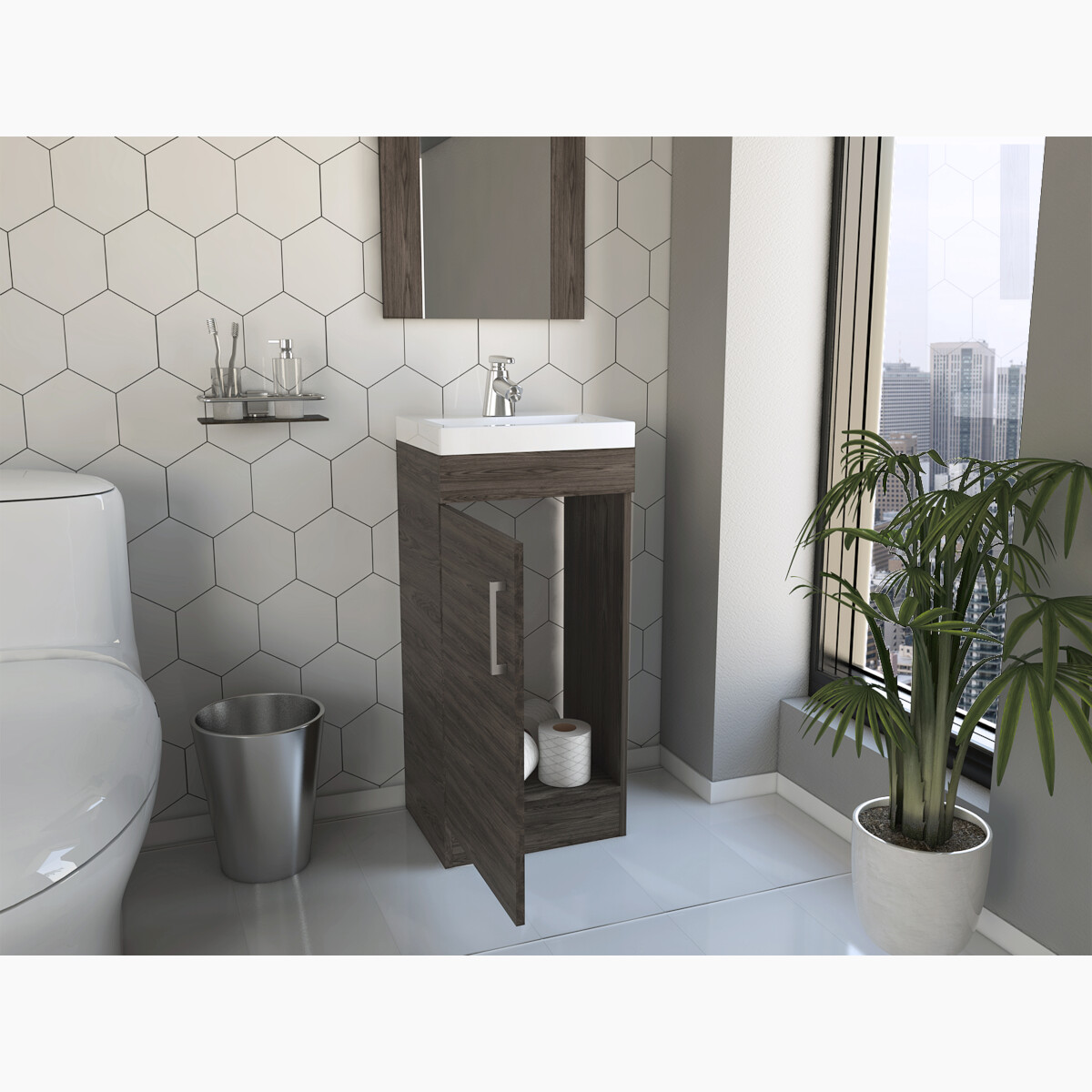 MUEBLE PARA LAVAMANOS ARMABLE CON OVALIN PARA BAÑO MODELO MADRID.