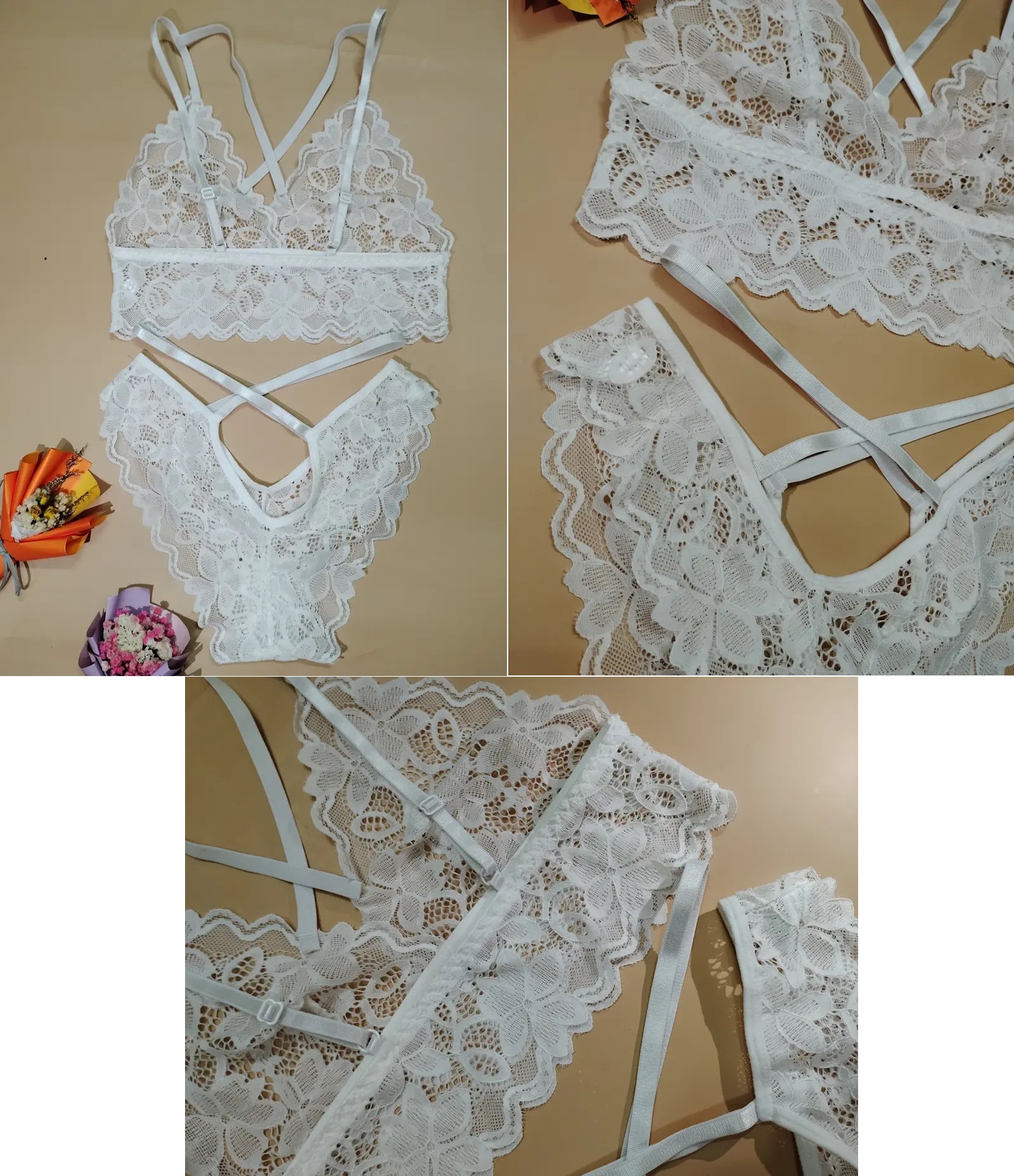Juego lenceria de encaje Blanco .