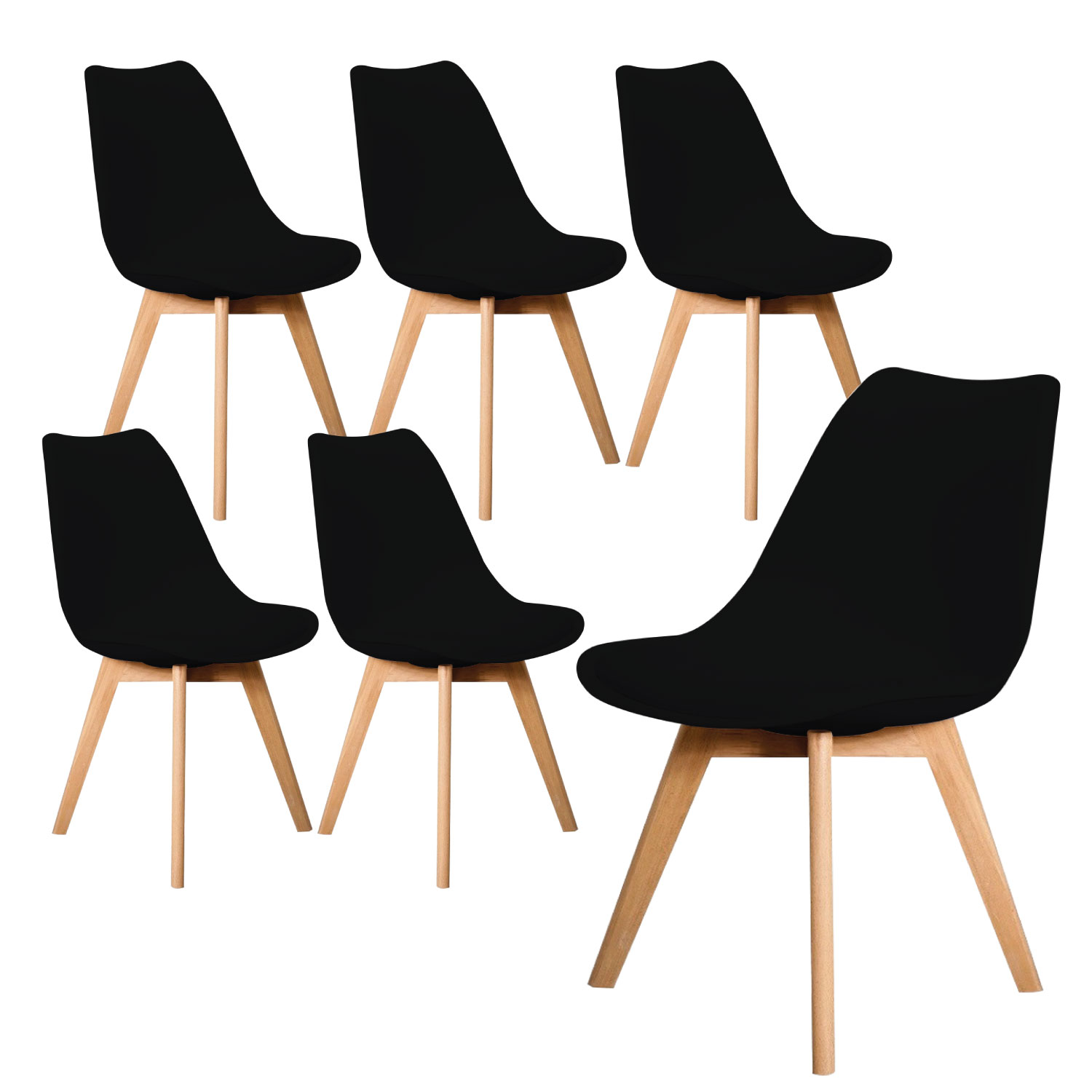 Set/Kit 6 Silla Tulip Eames Acojinada Minimalista Moderna.