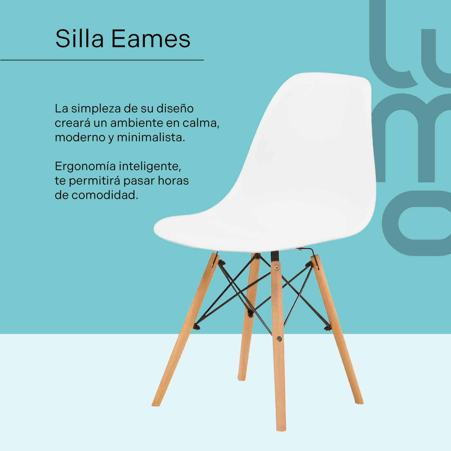 Set/Kit  4 Sillas Eames Estructura Minimalista Reforzada.