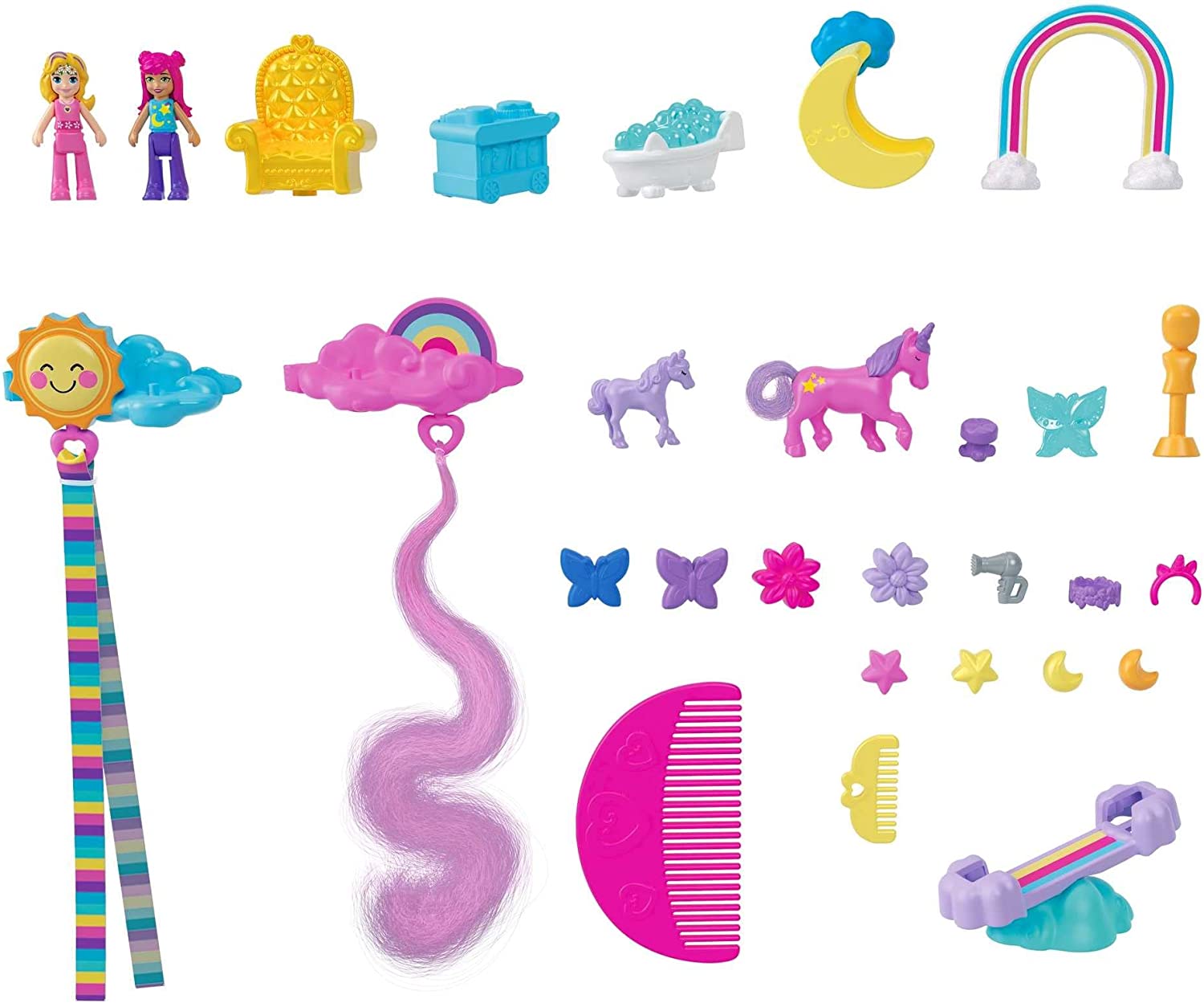 Polly Pocket Set De Juego Unicornio Con Salón Arcoíris.