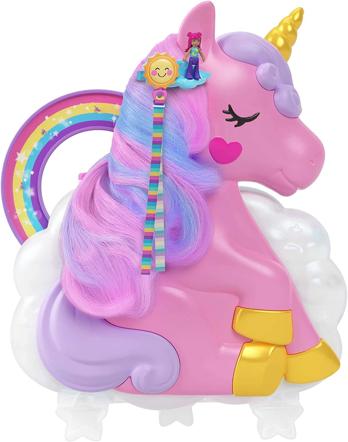 Polly Pocket Set De Juego Unicornio Con Salón Arcoíris.
