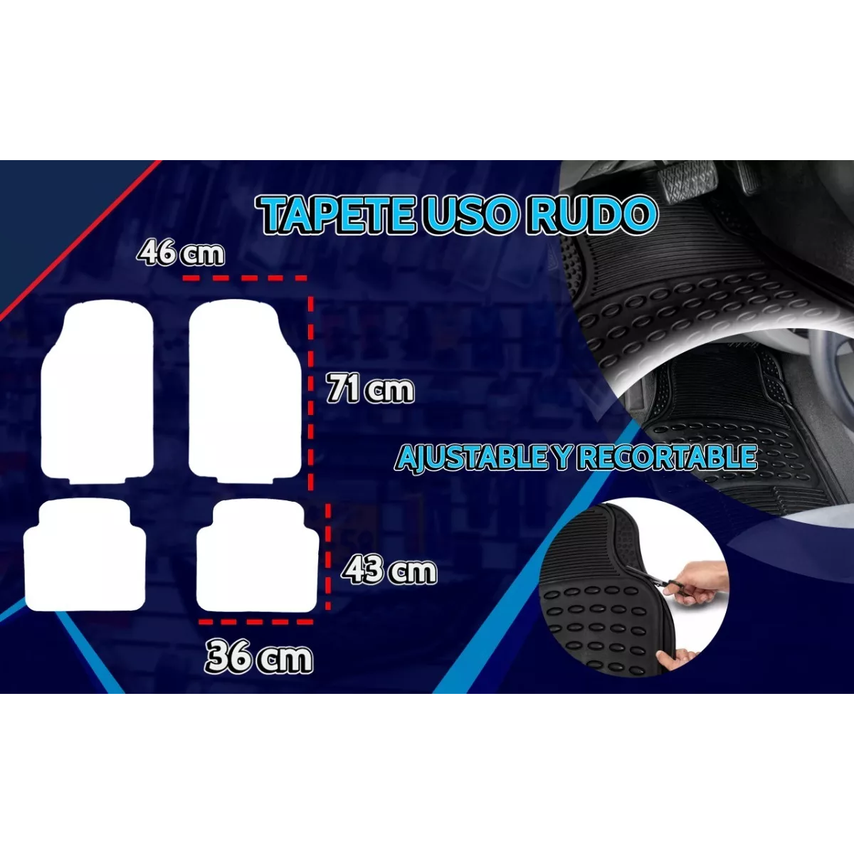 Tapete Para Auto Universal Uso Rudo Juego De 4 Piezas.