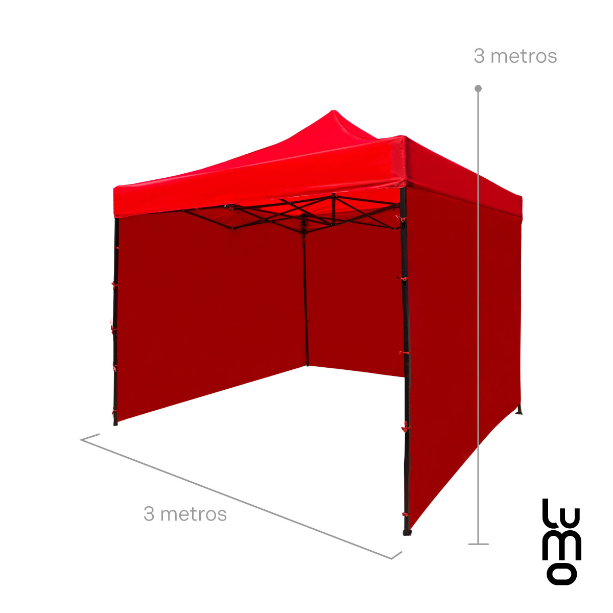 Toldo Carpa 3x3 Retractil Paredes Impermeable Lona Reforzada ROJO.