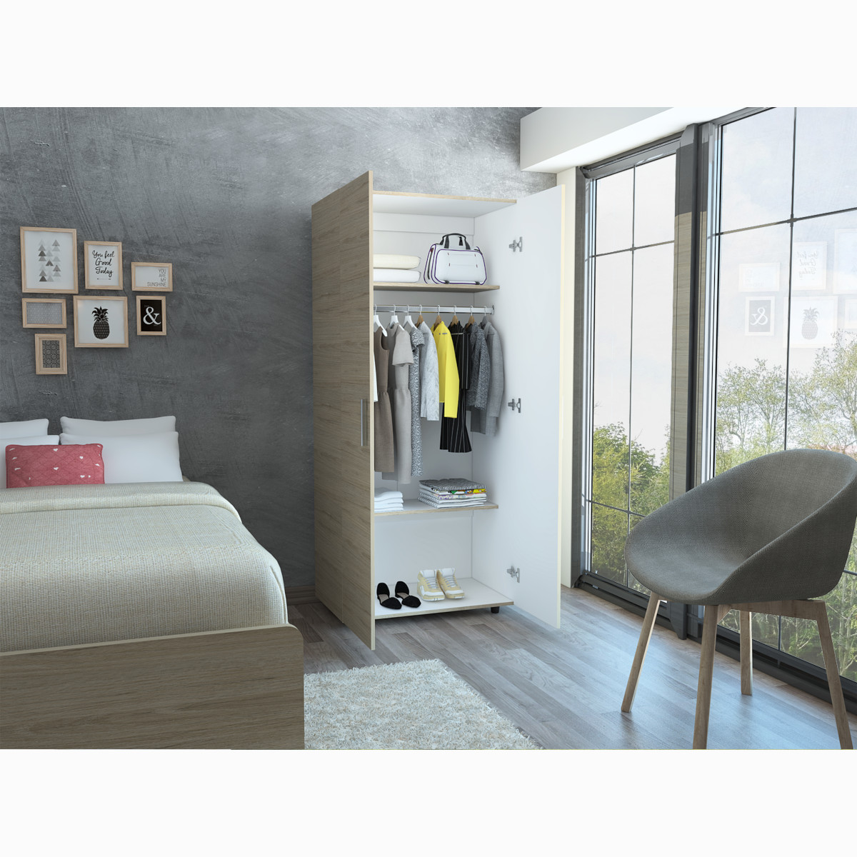 ROPERO ARMABLE HOGAR ECO IDEAL PARA LA RECAMARA CON DOS PUERTAS, TRES ...