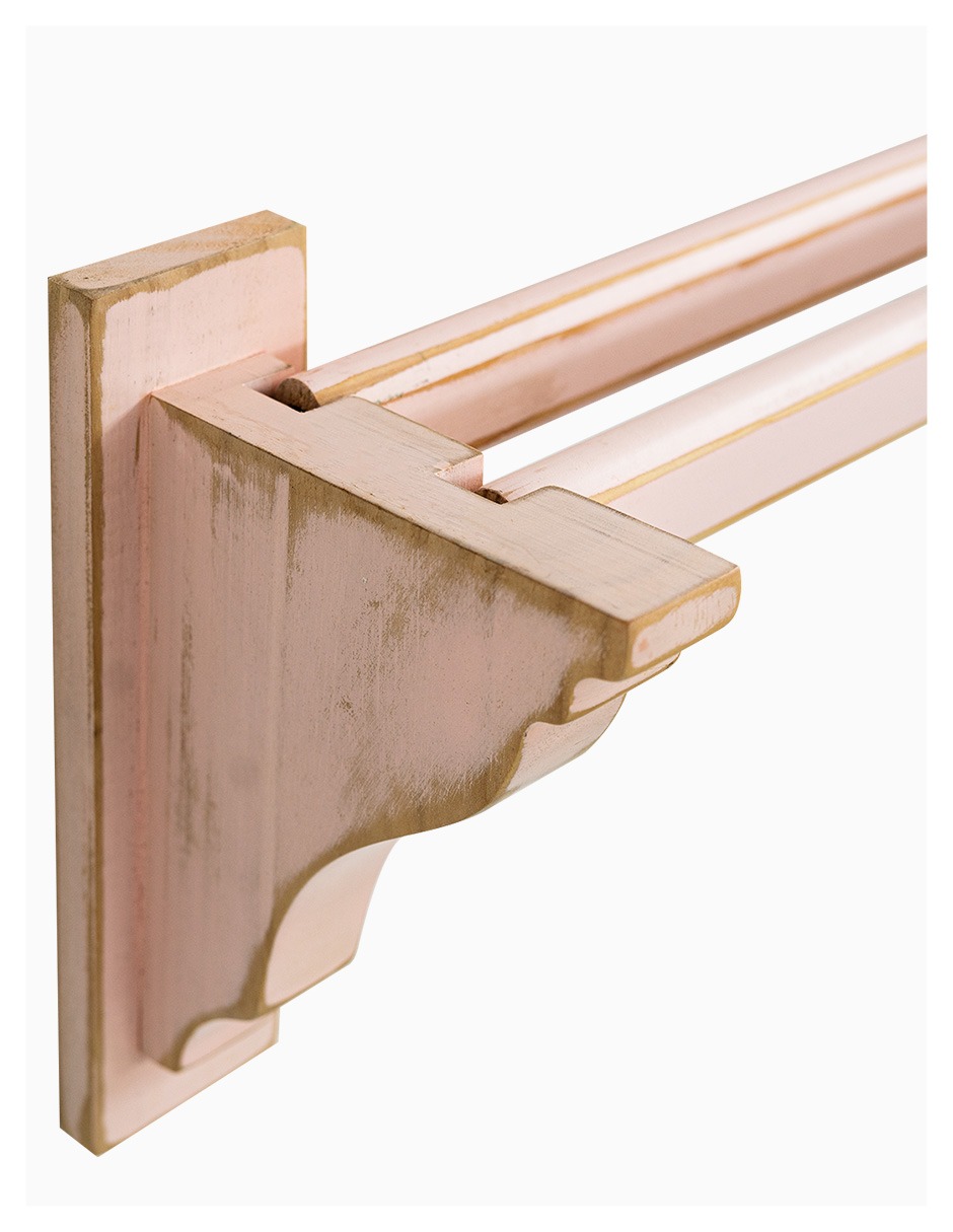 Cortinero Artesanal de Madera Livorno Rosa Doble  180cm .