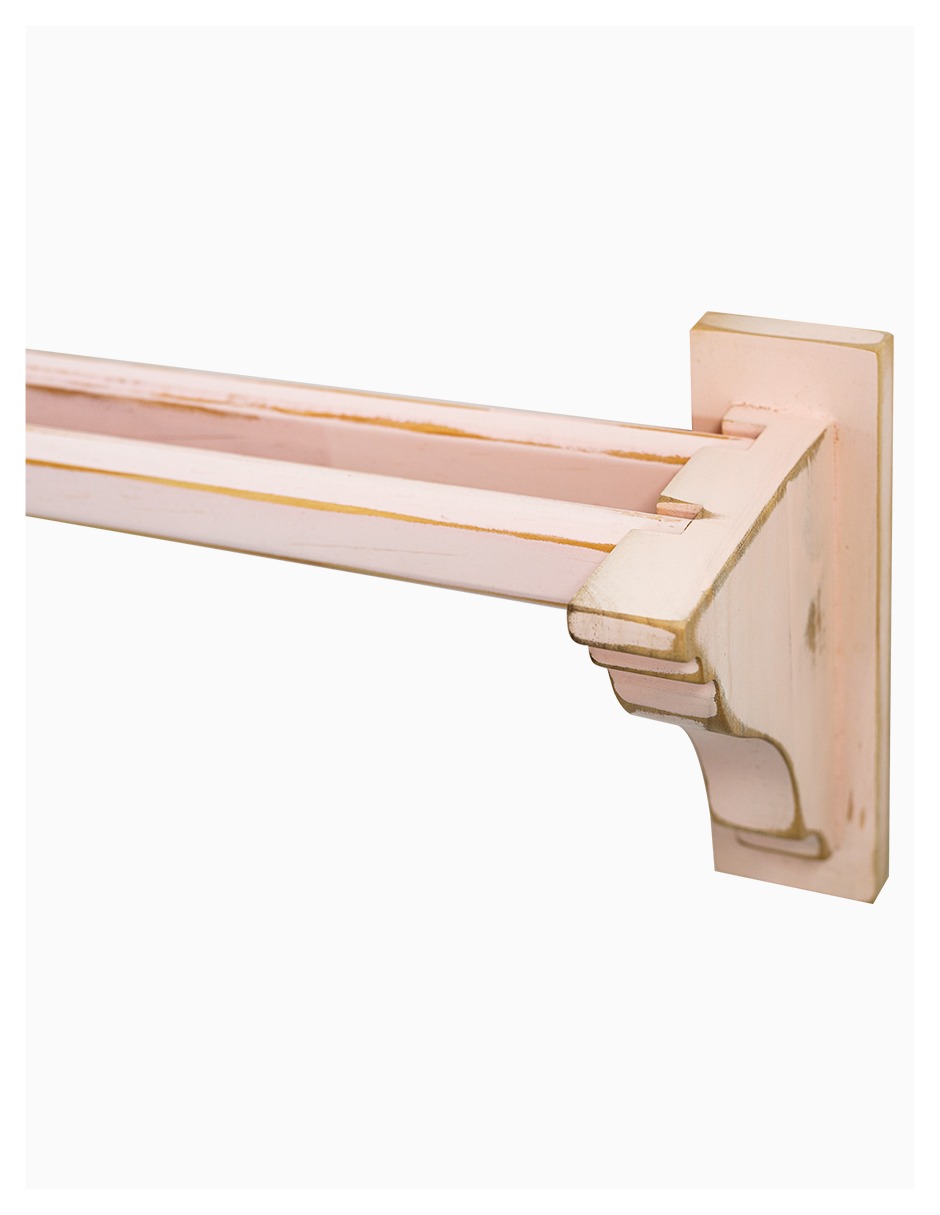 Cortinero Artesanal de Madera Livorno Rosa Doble  180cm .
