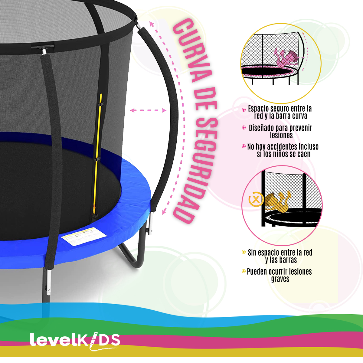 Trampolín Pumpkin 8ft Con Escalera, Color Azul.