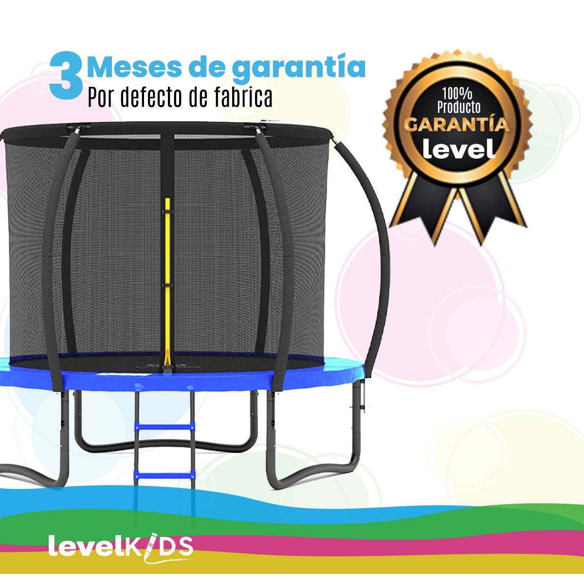 Trampolín Pumpkin 8ft Con Escalera, Color Azul.