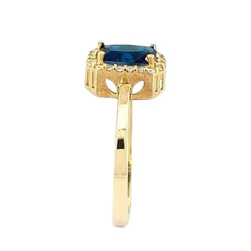 Anillo Solitario Con Zirconia En Color Azul Elaborado En Oro De 10k + Regalo.