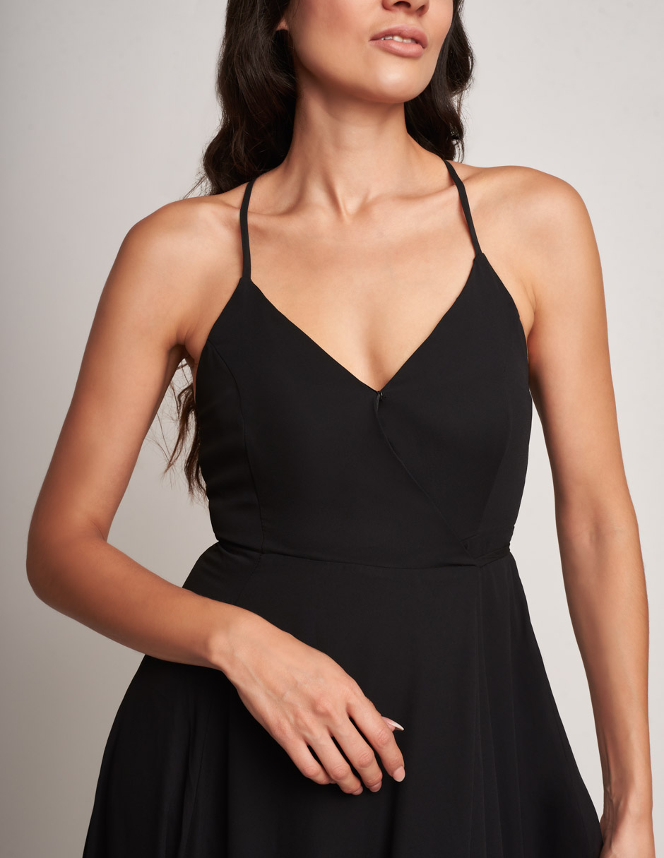 Vestido largo de noche Devendi sin mangas con escote en espalda y tirantes