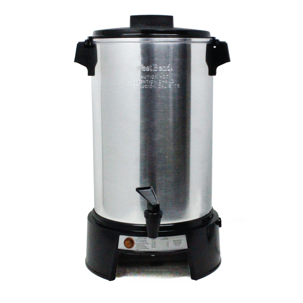 Cafetera Percoladora 36 Tazas de Grado Comercial en Aluminio Pulido West Bend 43536.