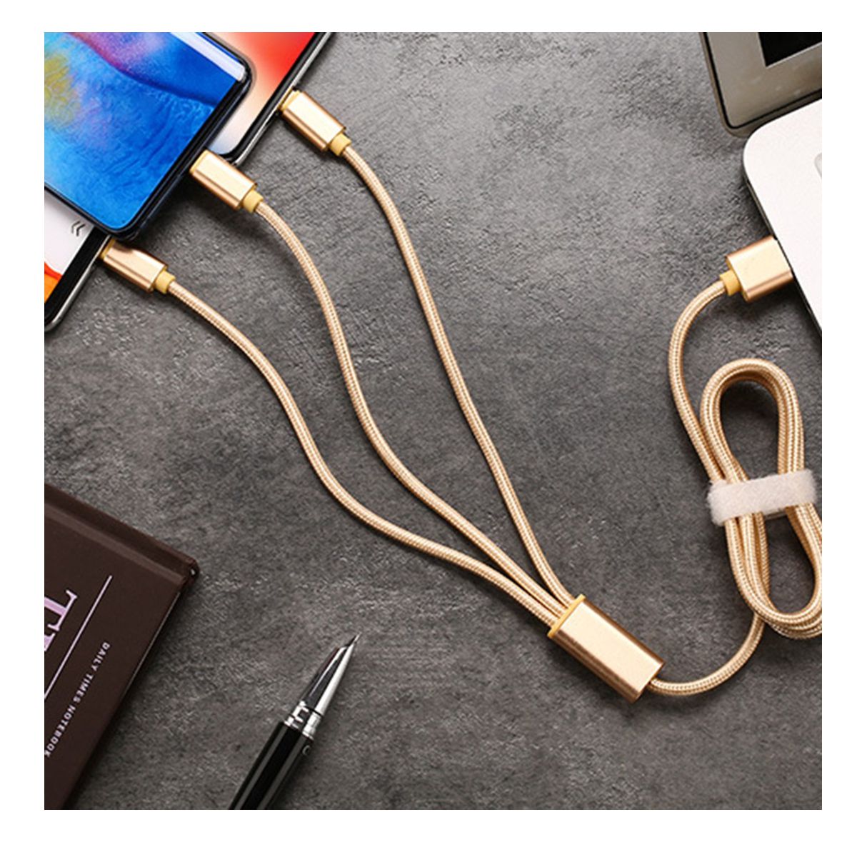 Cable Celular Usb Reforzado 3-1 Micro Usb Tipo C Lightning.