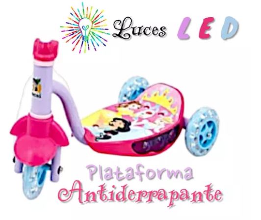 Scooter Patin Del Diablo Para Niña Princesas Luces Led