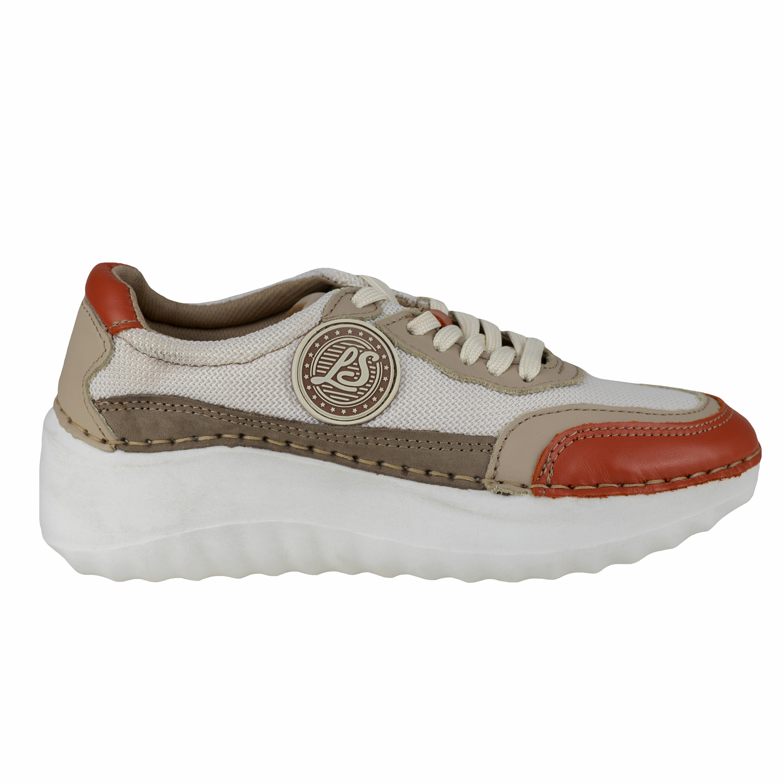 Tenis Plataforma Mujer Piel Urbanos Lobo Solo 4804 Naranja.