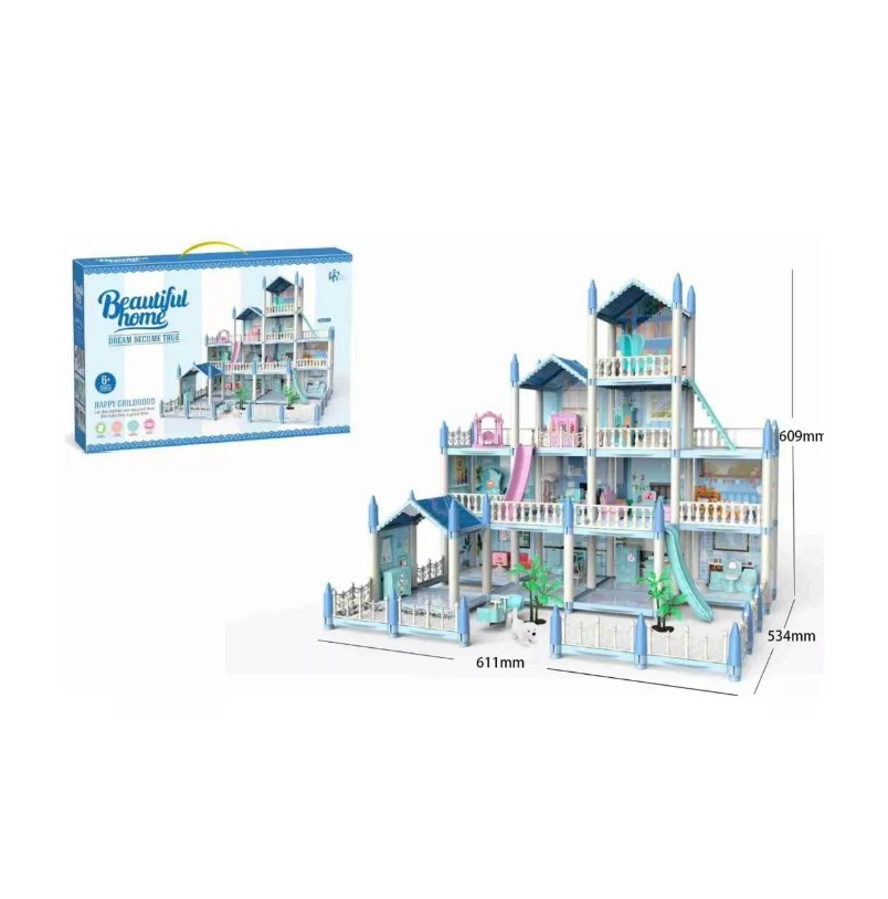 Casa Muñecas Grande Castillo Para Princesas Color Azul T.