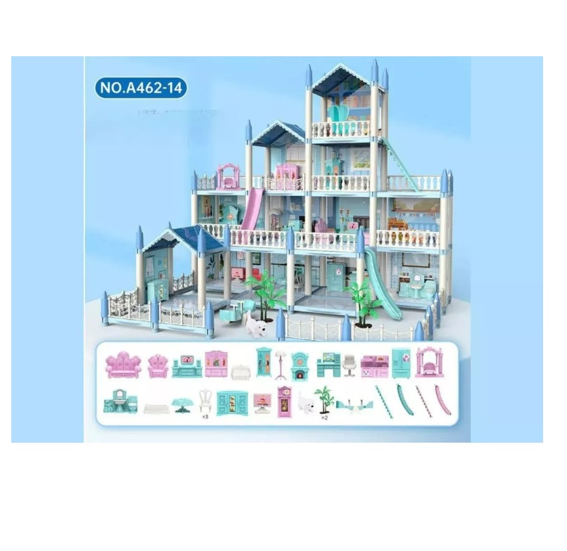 Casa Muñecas Grande Castillo Para Princesas Color Azul T.