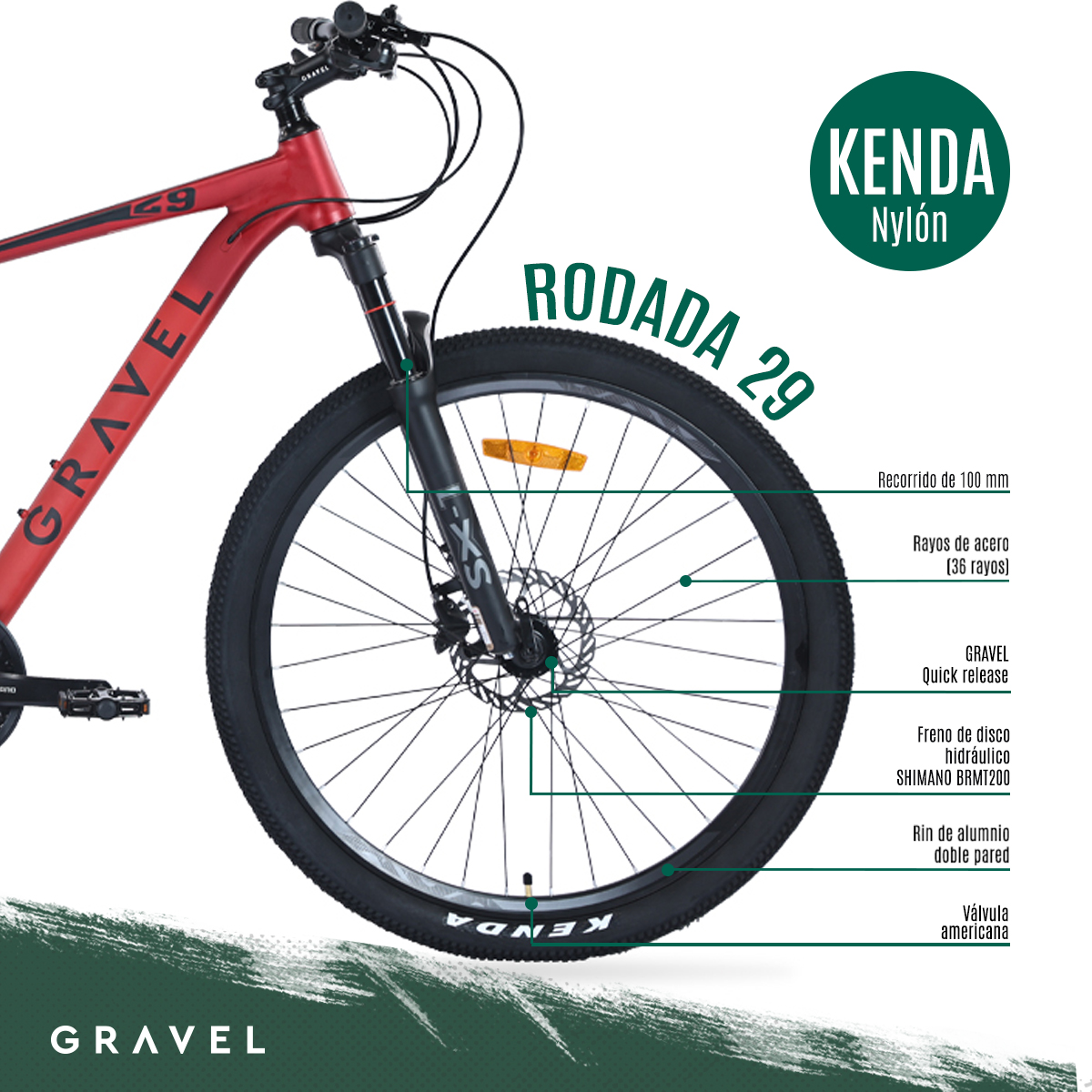 Bicicleta Gravel Andes Mtb De Montaña R29 24v Shimano Altus Color Rojo Tamaño del cuadro S