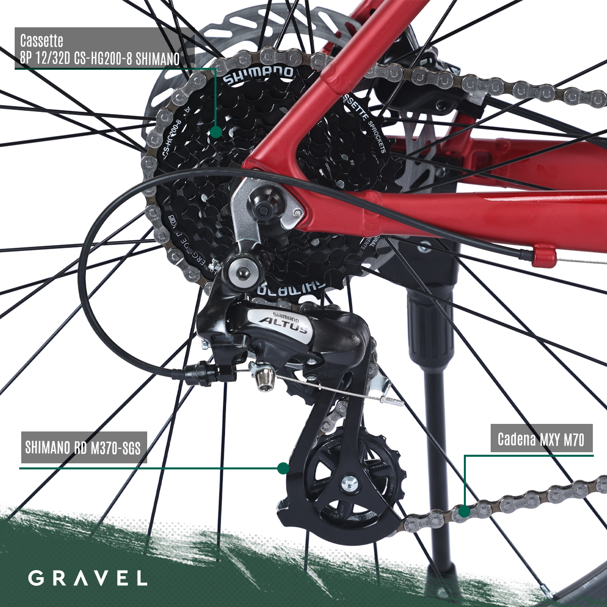 Bicicleta Gravel Andes Mtb De Montaña R29 24v Shimano Altus Color Rojo Tamaño del cuadro S