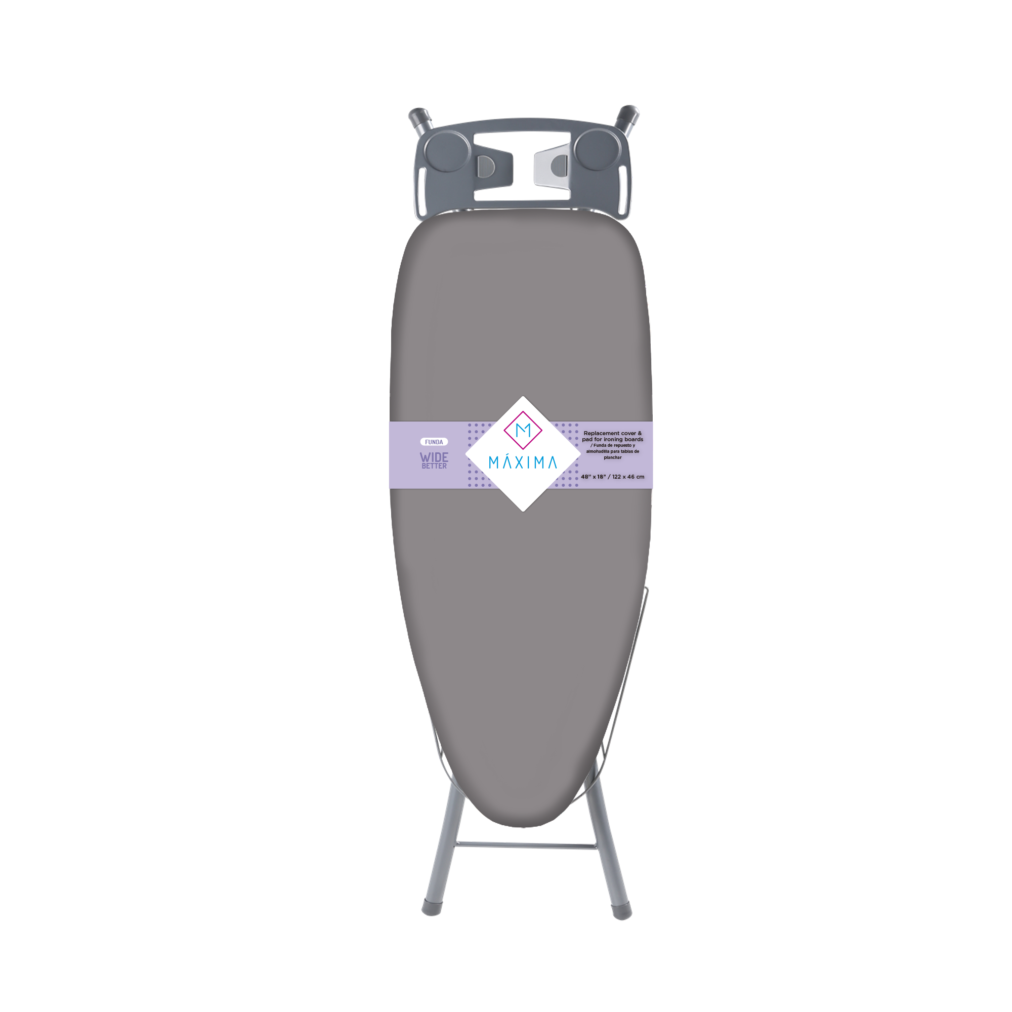 Funda Repuesto para Burro de Planchar Wide SILVER Better 122 cm x 46cm 100% Algodon + Teflon Maxima Hogar