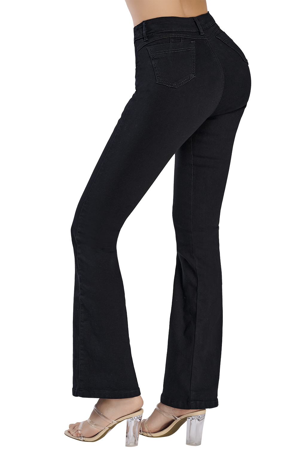 Pantalon Campana Pantalon Negro En Verano Jeans Tiro Alto, Corte