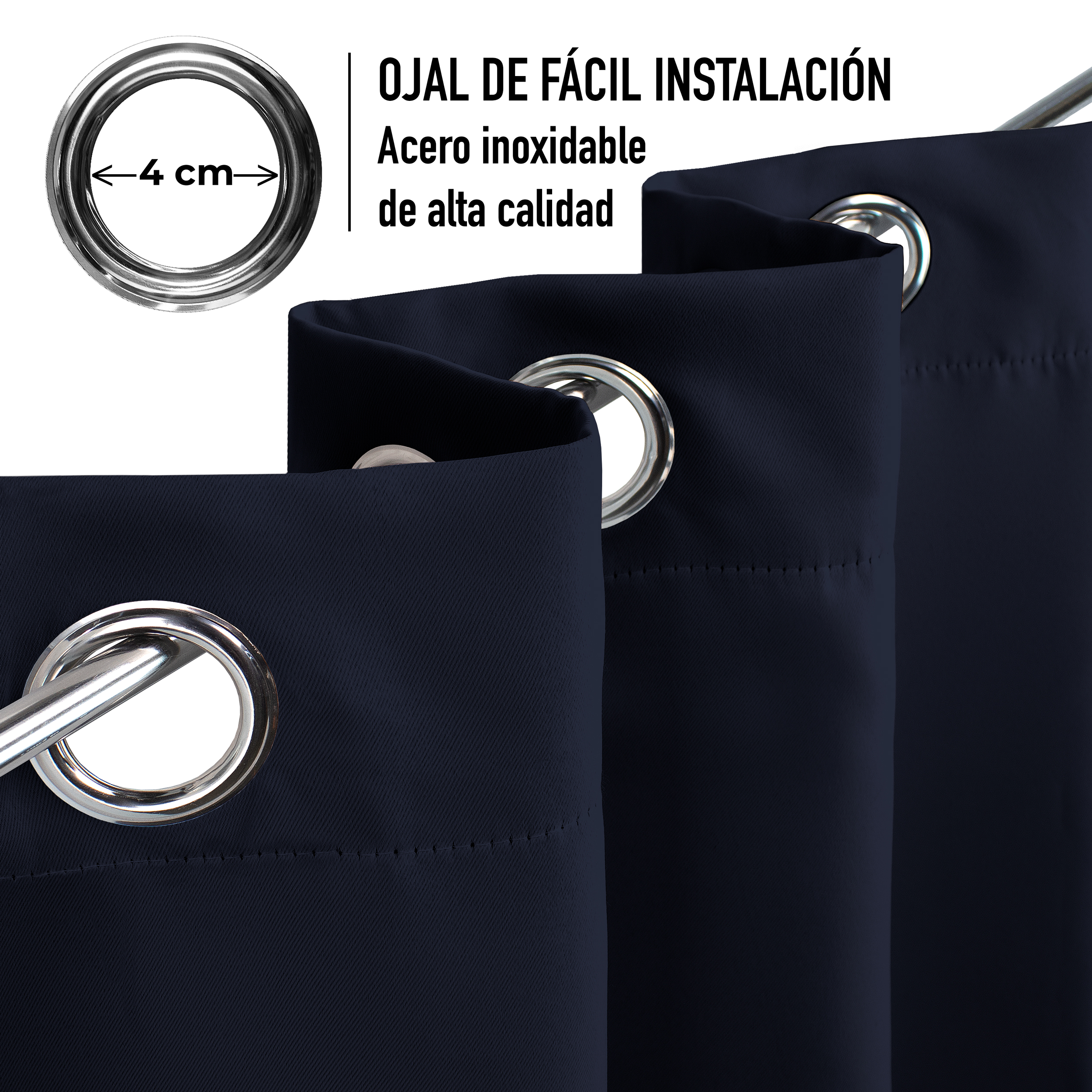 Cortinas Blackout Azul Marino Corta Térmico Lisa 95% Bloqueo Luz.