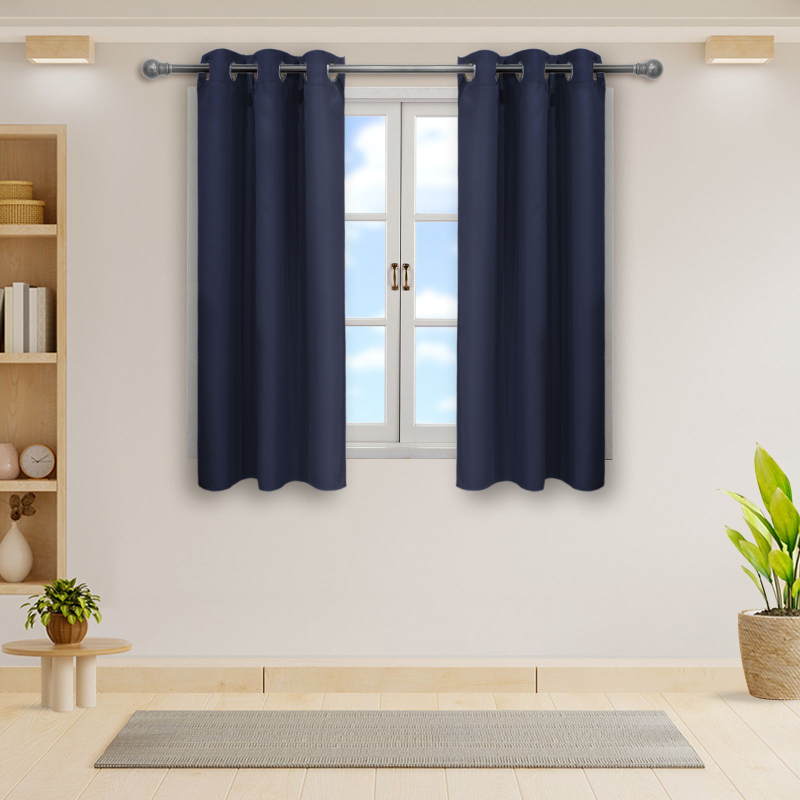 Cortinas Blackout Azul Marino Corta Térmico Lisa 95% Bloqueo Luz.