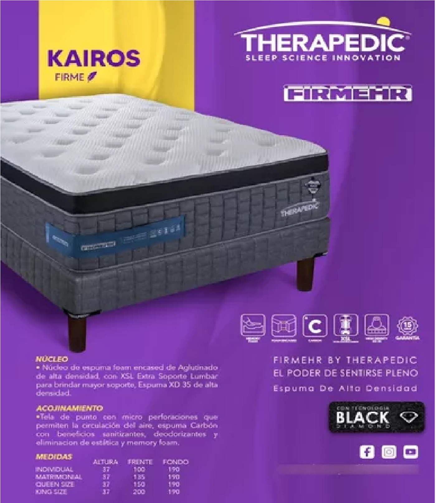 Colchon Y Box King Size Therapedic Kairos Firmerhr Calidad.