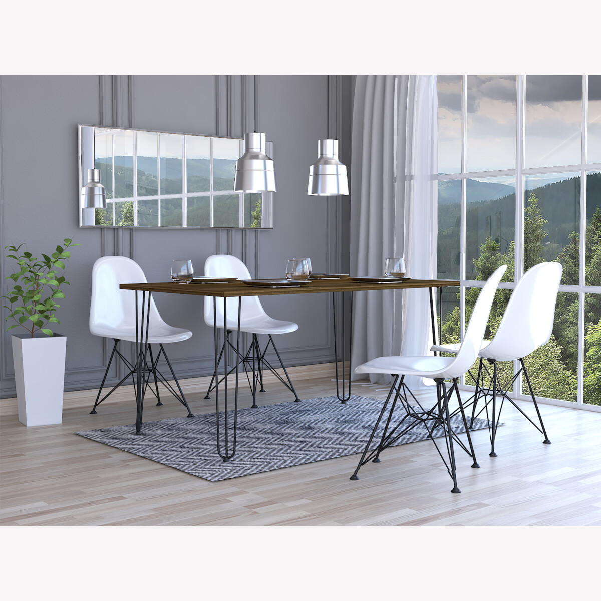 MESA PARA COMEDOR O  ANTECOMEDOR IDEAL PARA CUATRO SILLAS (NO INCLUIDAS) CON PATAS METALICAS COLOR CAFE.