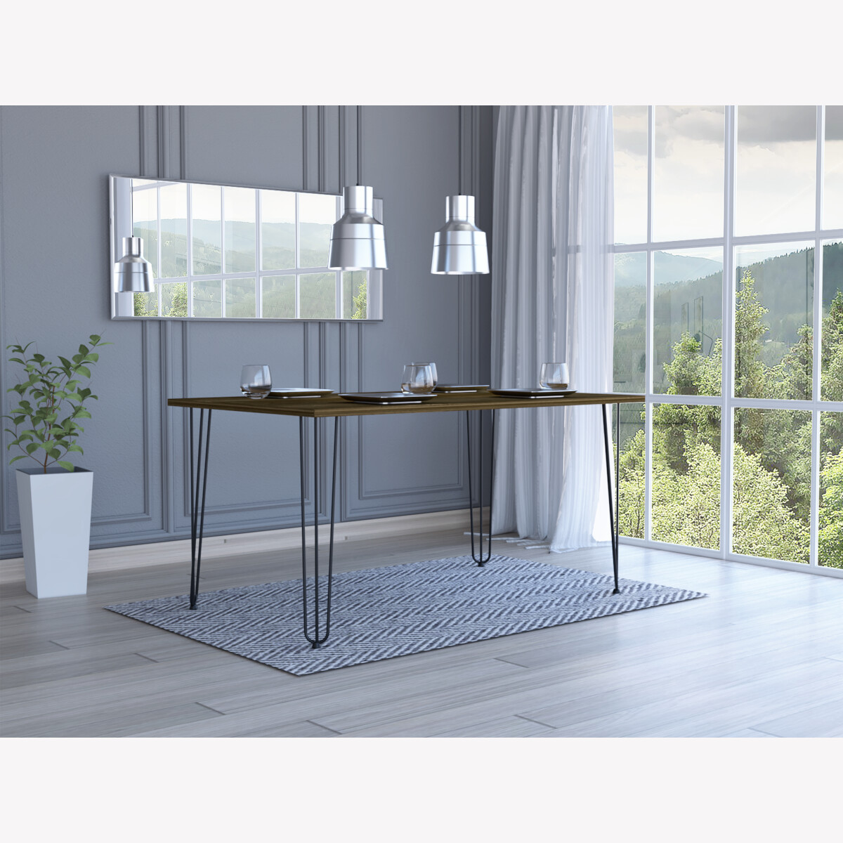 MESA PARA COMEDOR O  ANTECOMEDOR IDEAL PARA CUATRO SILLAS (NO INCLUIDAS) CON PATAS METALICAS COLOR CAFE.