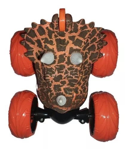 Carro Stunt 360° Cabeza Dinosaurio Y Radio Control De Fósil Naranja-Negro.