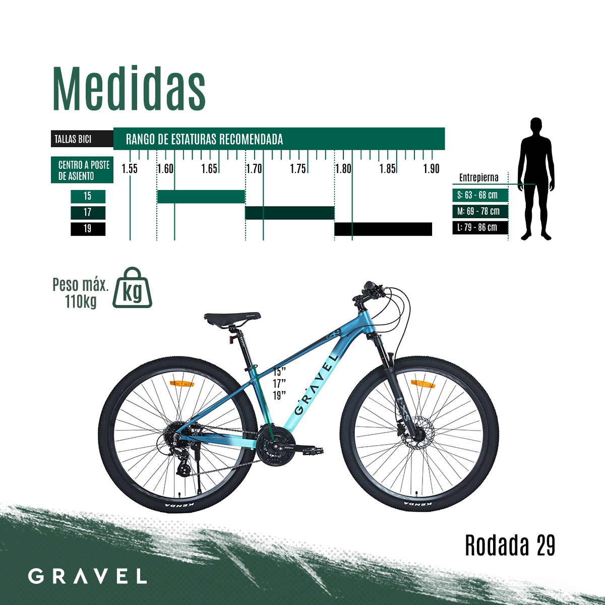 Bicicleta Gravel Andes Mtb R29 24v Shimano Altus Aluminio Color Azul Tamaño del cuadro S