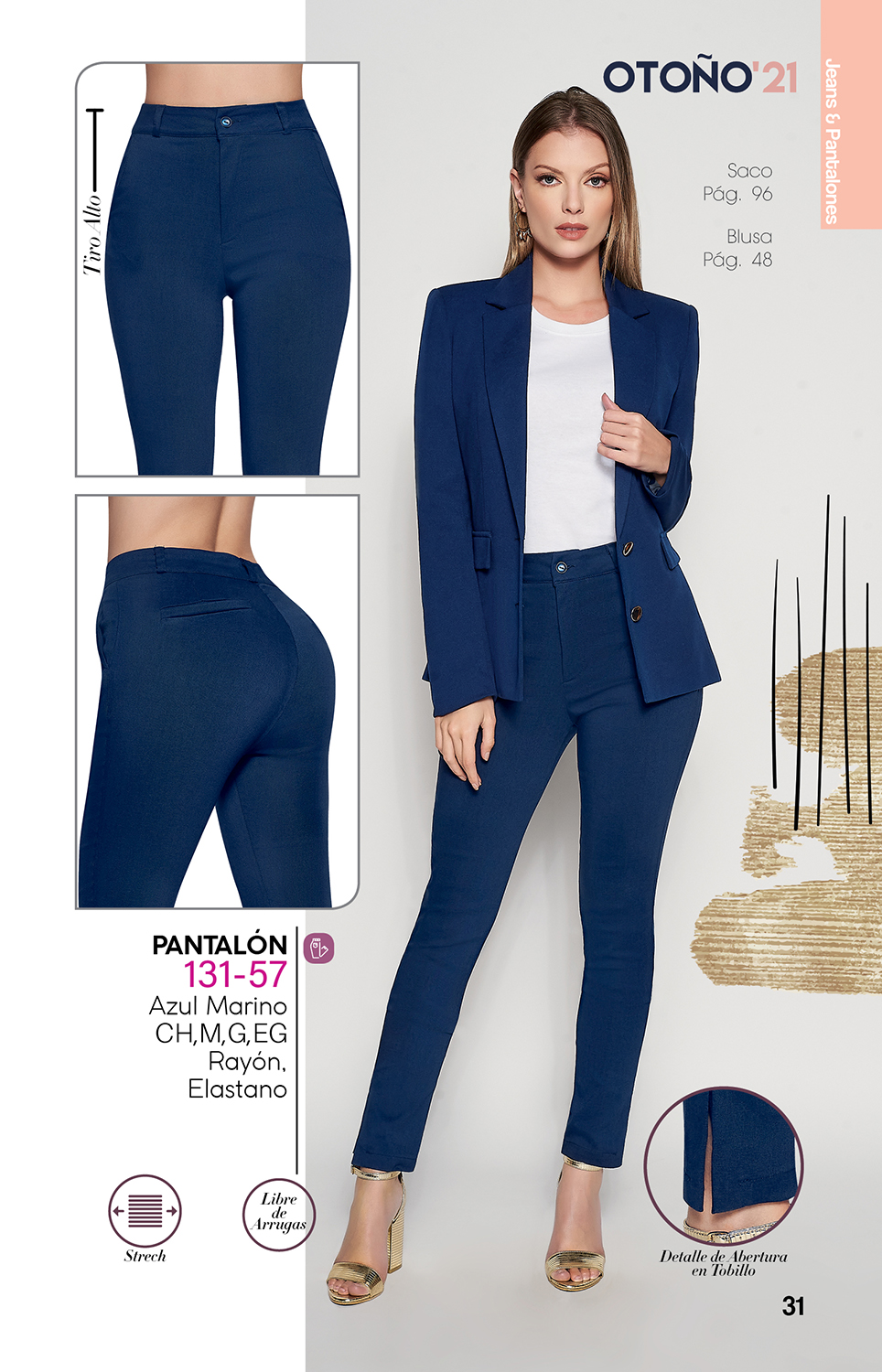 Pantalon formal fashion mujer tiro alto