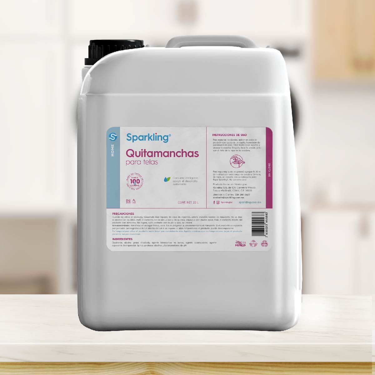 Sparkling Quitamanchas para Ropa y Telas 20 litros.