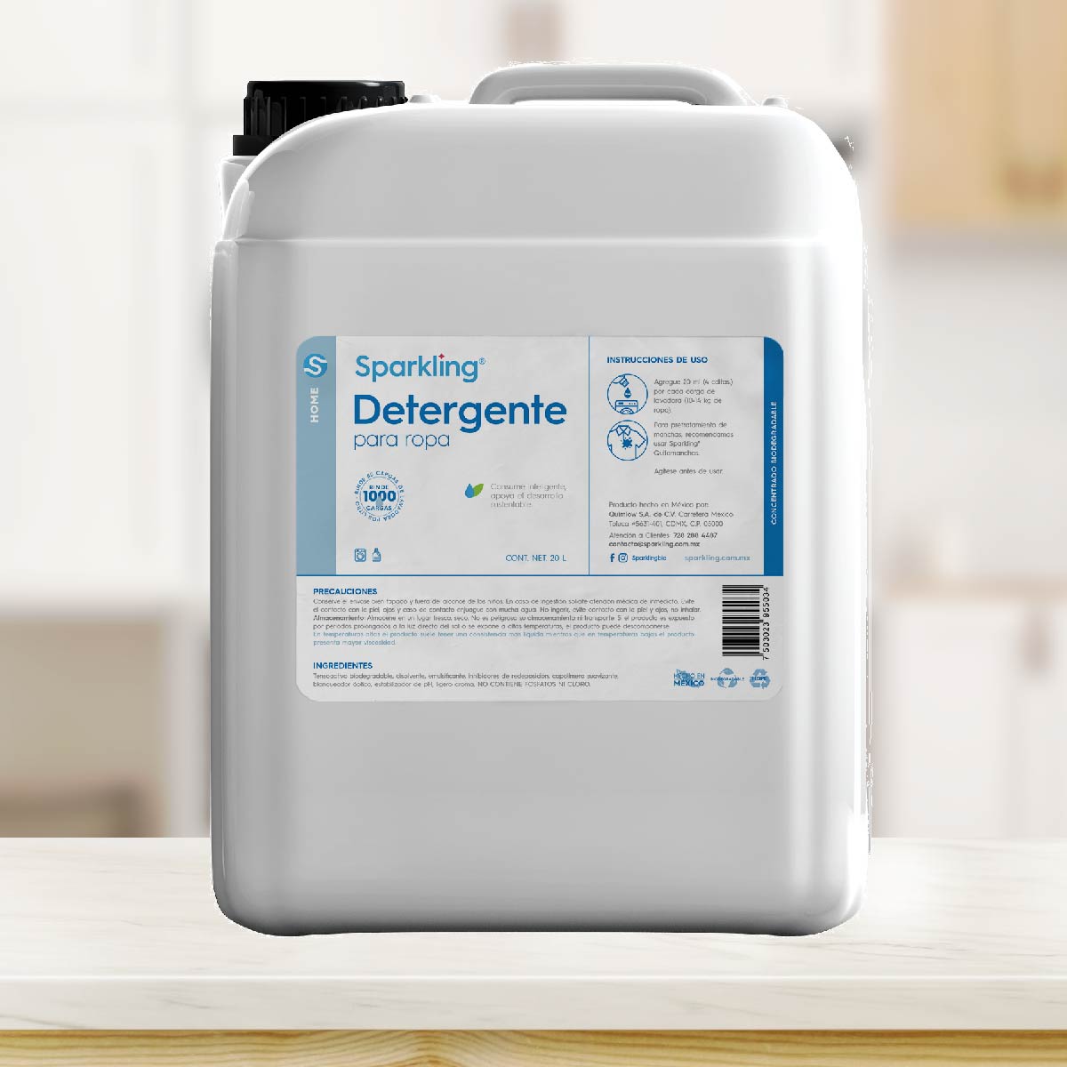 Sparkling Detergente para Ropa 20 litros.