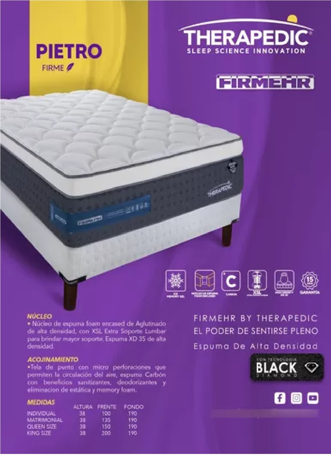 Colchon Y Box King Size Therapedic Pietro Firmehr Tope Gama.