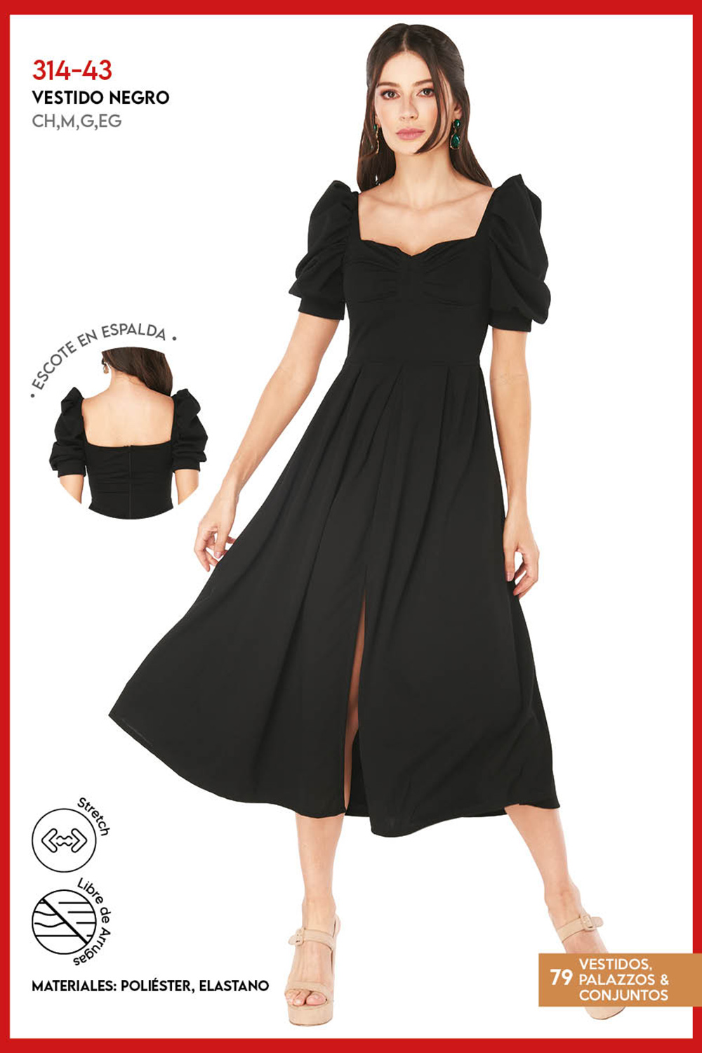 Patricia Envoltura Sintetica Gasa Vestido Con Pretina Negra Marfil main image 1
