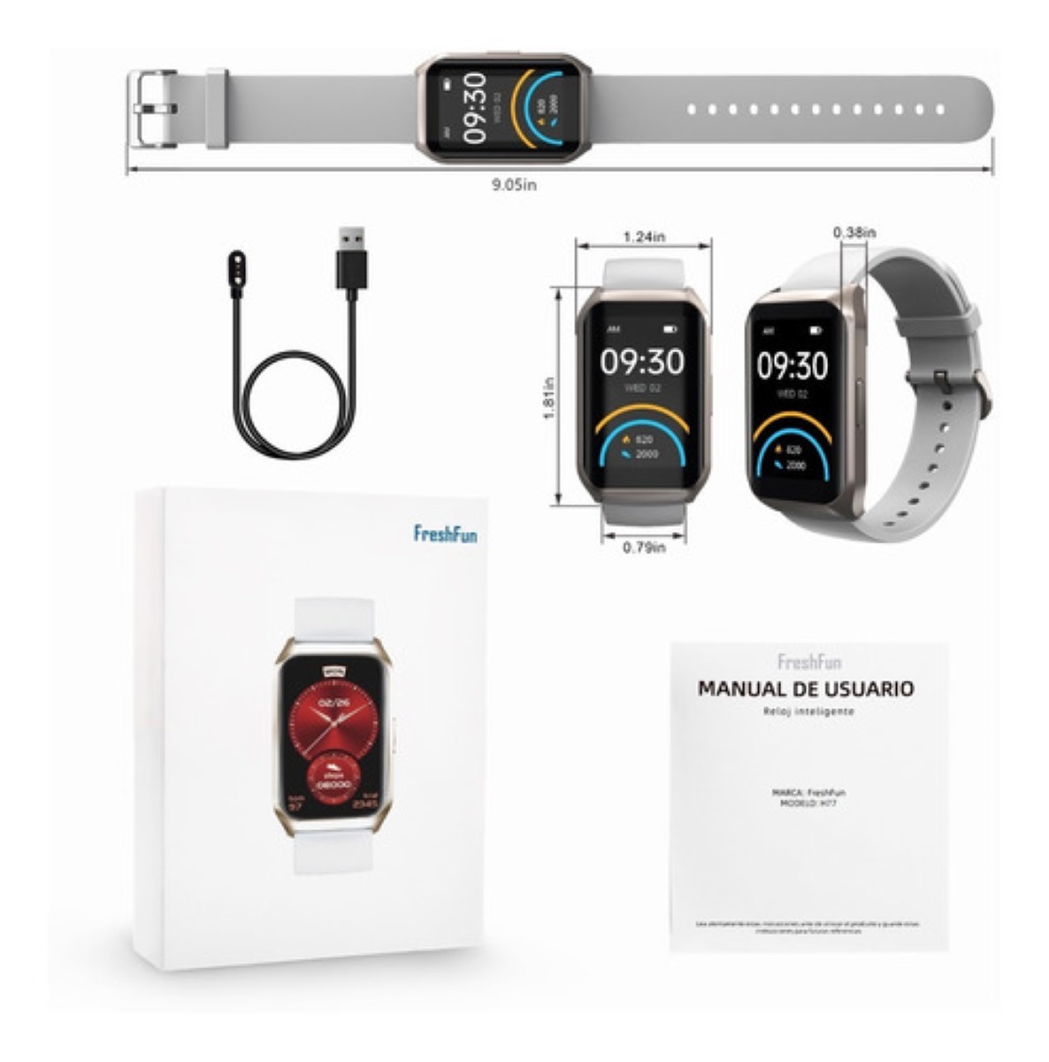 Reloj Inteligente Deportivo H77 Smartwatch Bluetooth 1.57 Gris, Bisel ...