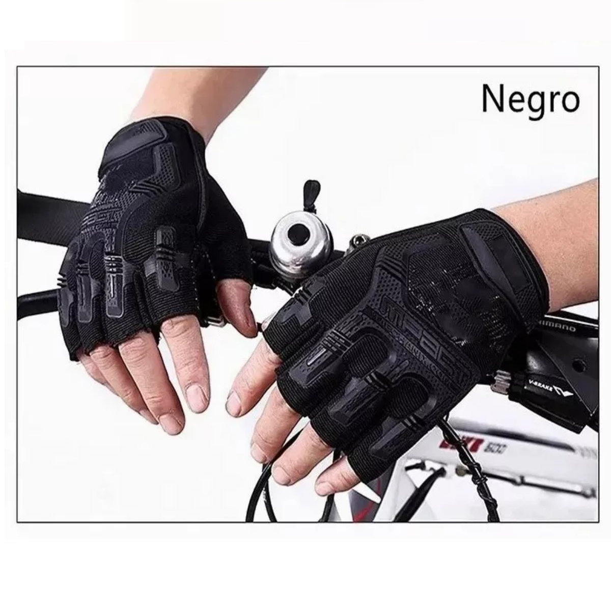 Guantes Para Moto Deportiva/ Motocicleta Tacticos Medio Dedo Negro Unitalla.