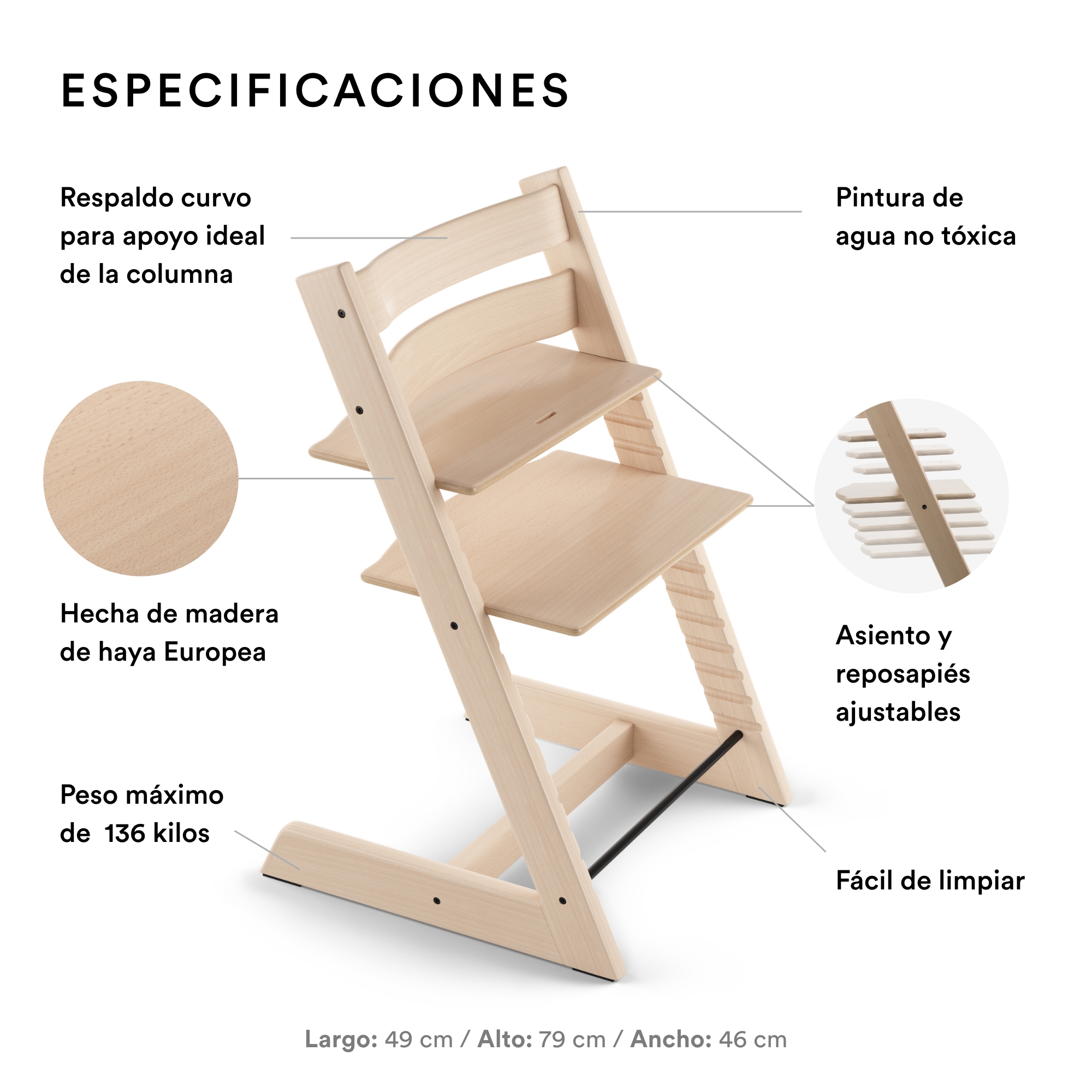 Silla Tripp Trapp de Stokke, Natural .