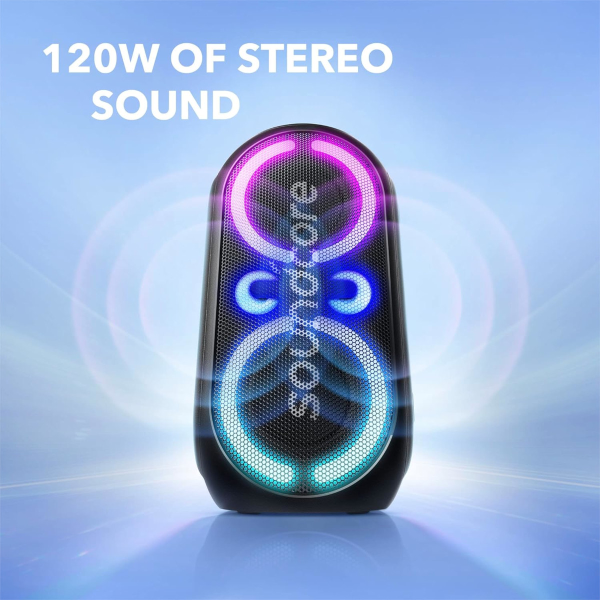 Bocina Soundcore Anker Rave Party 2 inalámbrica IPX4 16hrs 120W.