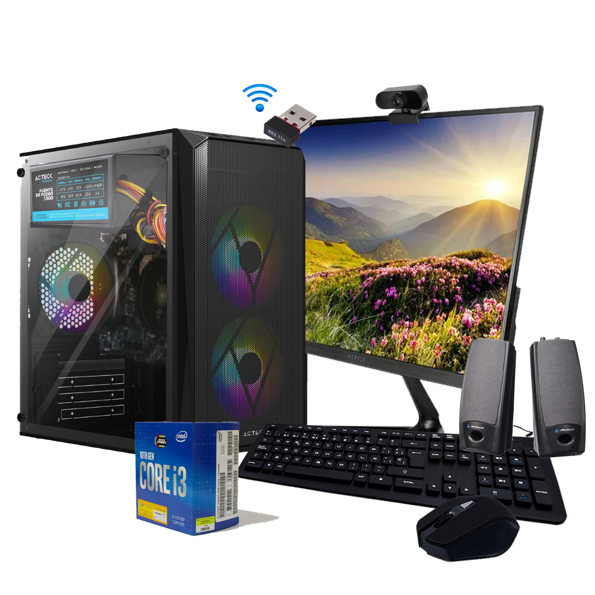 Pc Computadora Armada Core I3 16gb Ram 960Gb SSD Bocinas, Wifi, Cam web, Monitor 21.5" Full HD
