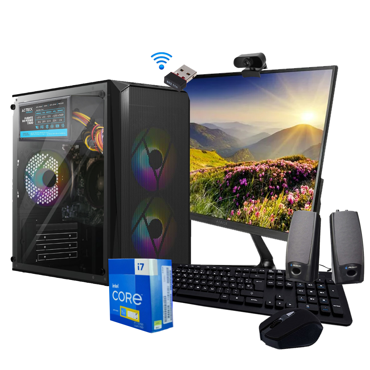 Pc Computadora Armada Core I7 16gb Ram 960Gb SSD Bocinas Wifi Cam web Monitor 21.5 Full HD