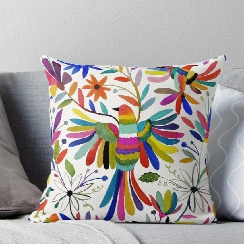 Set 2 Fundas Para Cojínes Arte Mexicano Otomí En Lino